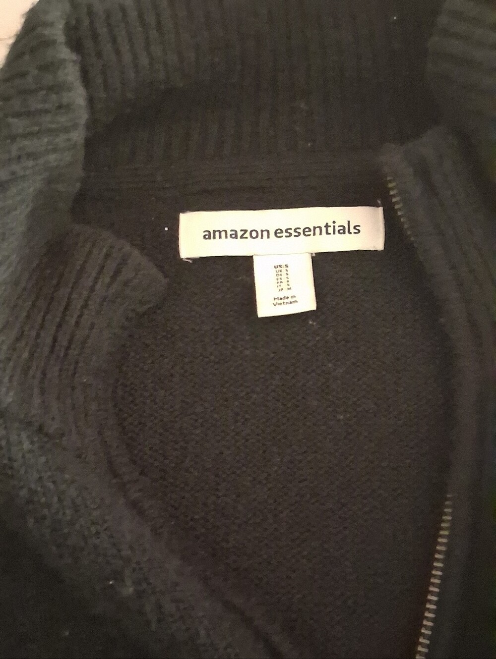 Amazon Essentials Men's Black Full-Zip Sweater
